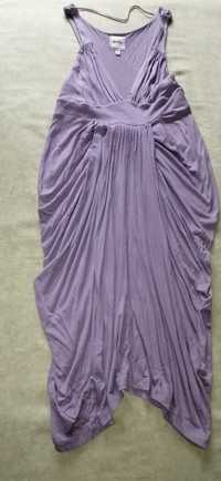 Vestido lilás drapeado, muito confortável, Bershka, tamanho M.