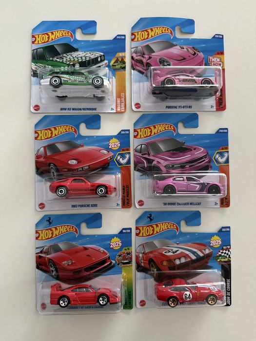 Hot Wheels zestaw 6 sztuk - BMW, Porsche, Ferrari, Dodge
