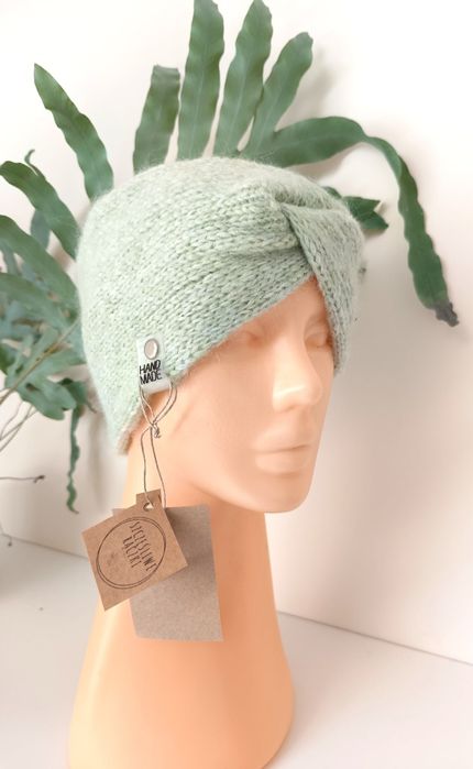 Opaska przeplatana, opaska turban - alpaka, wełna merino