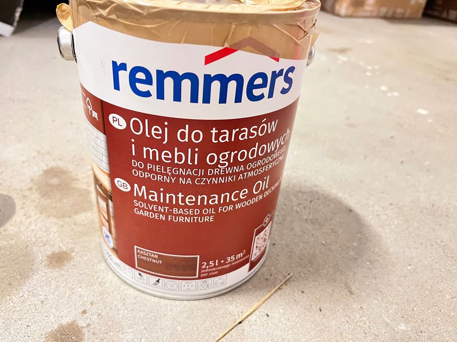 Olej do tarasów remmers 2,5 l kasztan nowy nieotwarty