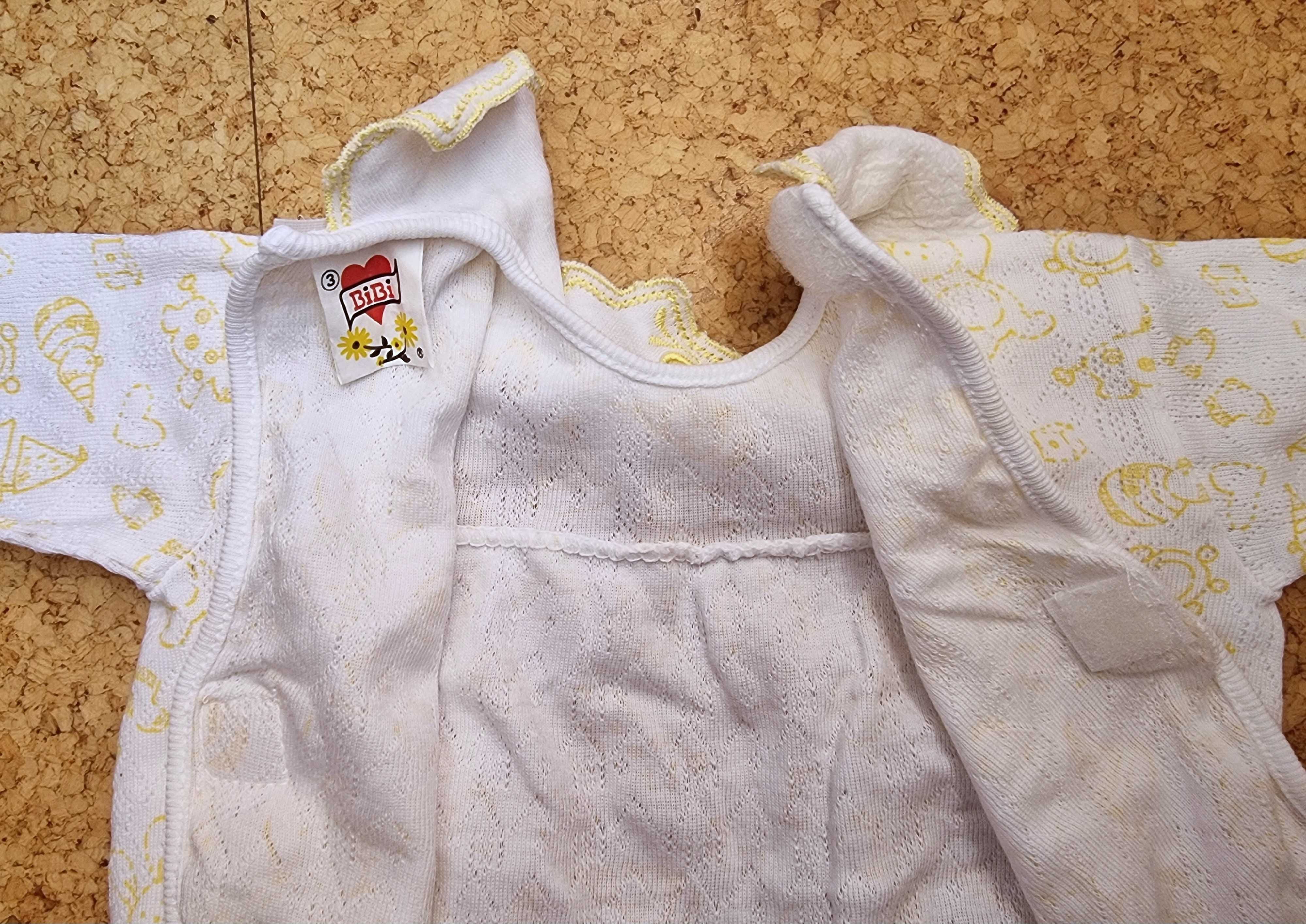 Conjunto com padrão branco e amarelo Bibi, 3 meses