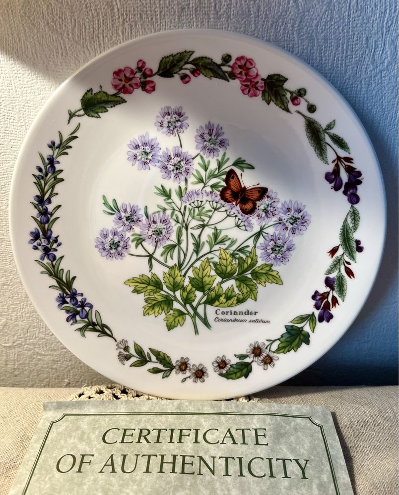 *KOMPLET 8 Elegancki ROYAL WORCESTER ZIOŁA MOTYL Vintage Kwiaty Talerz