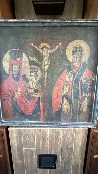 Старовинна ікона Миколай чудотверець і матір божа