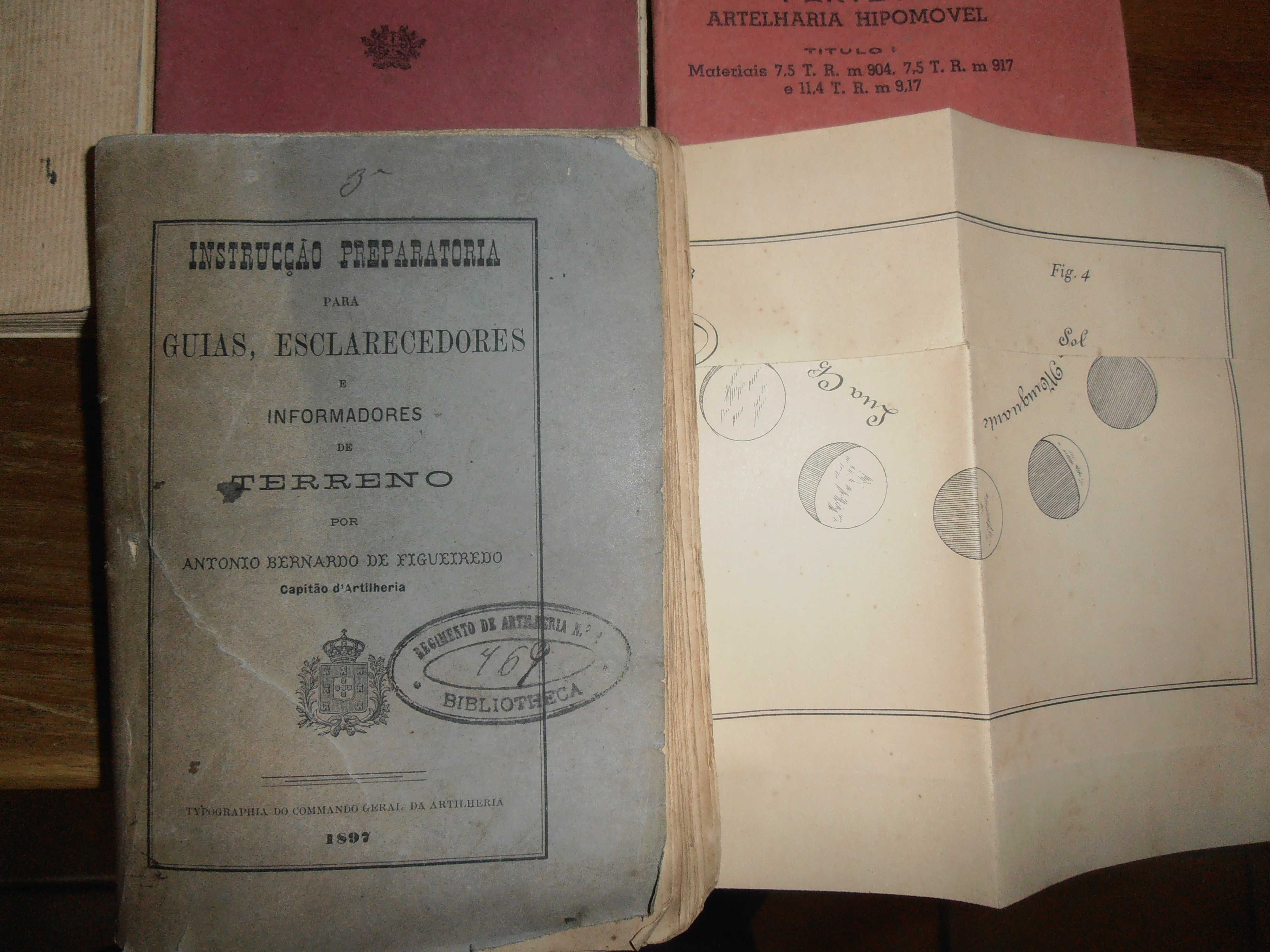 MILITARIA- 5 livros, artilharia, c/mapas,1897/1916/35