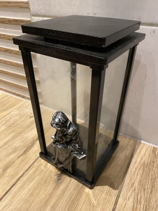 Znicz latarnia zeliwny masywny szklo