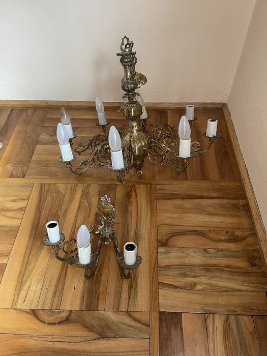 Żyrandol 6 ramion mosiądz