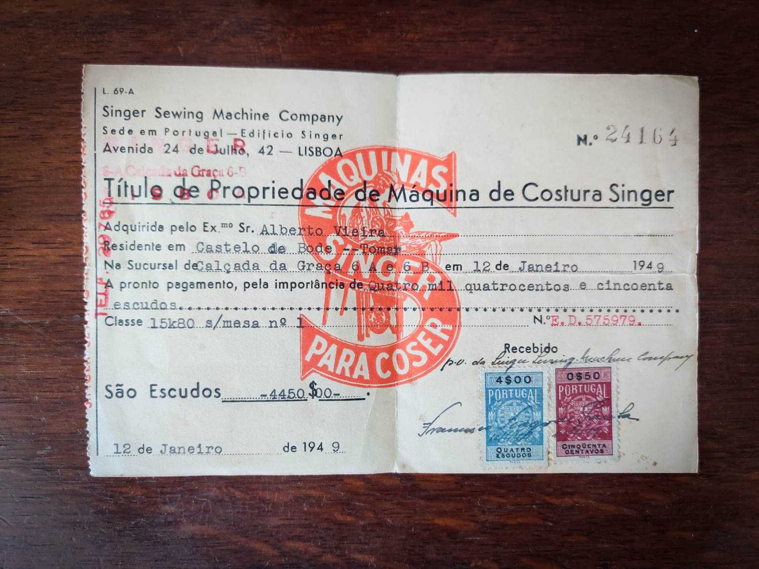 Máquina de Costura Singer nº 15 (Classe 15k80, modelo de 1949)