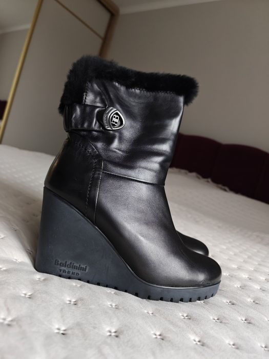 Baldinini botki na koturnie skórzane skóra naturalna czarne kozaki 40