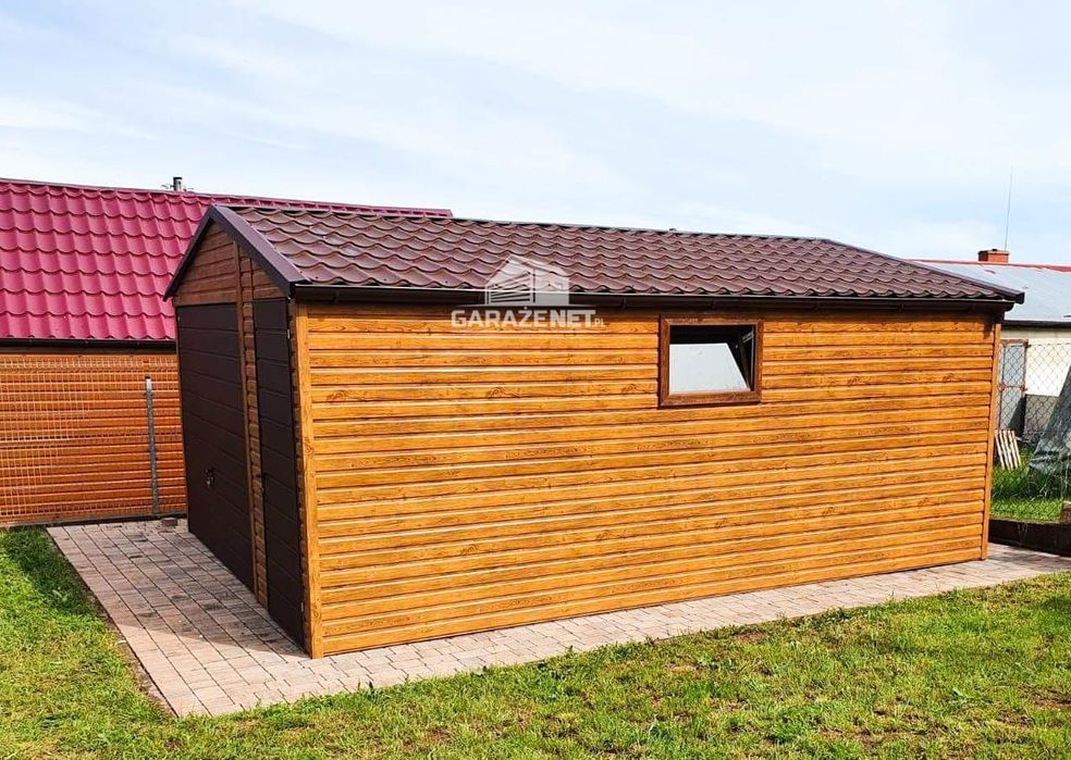 GARAŻ BLASZANY 4,5m x 6m Blachodachówka Brama Uchylna Drzwi GB199
