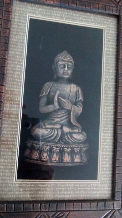 Conjunto novo de quadros com figuras deuses buda em relevo no interior