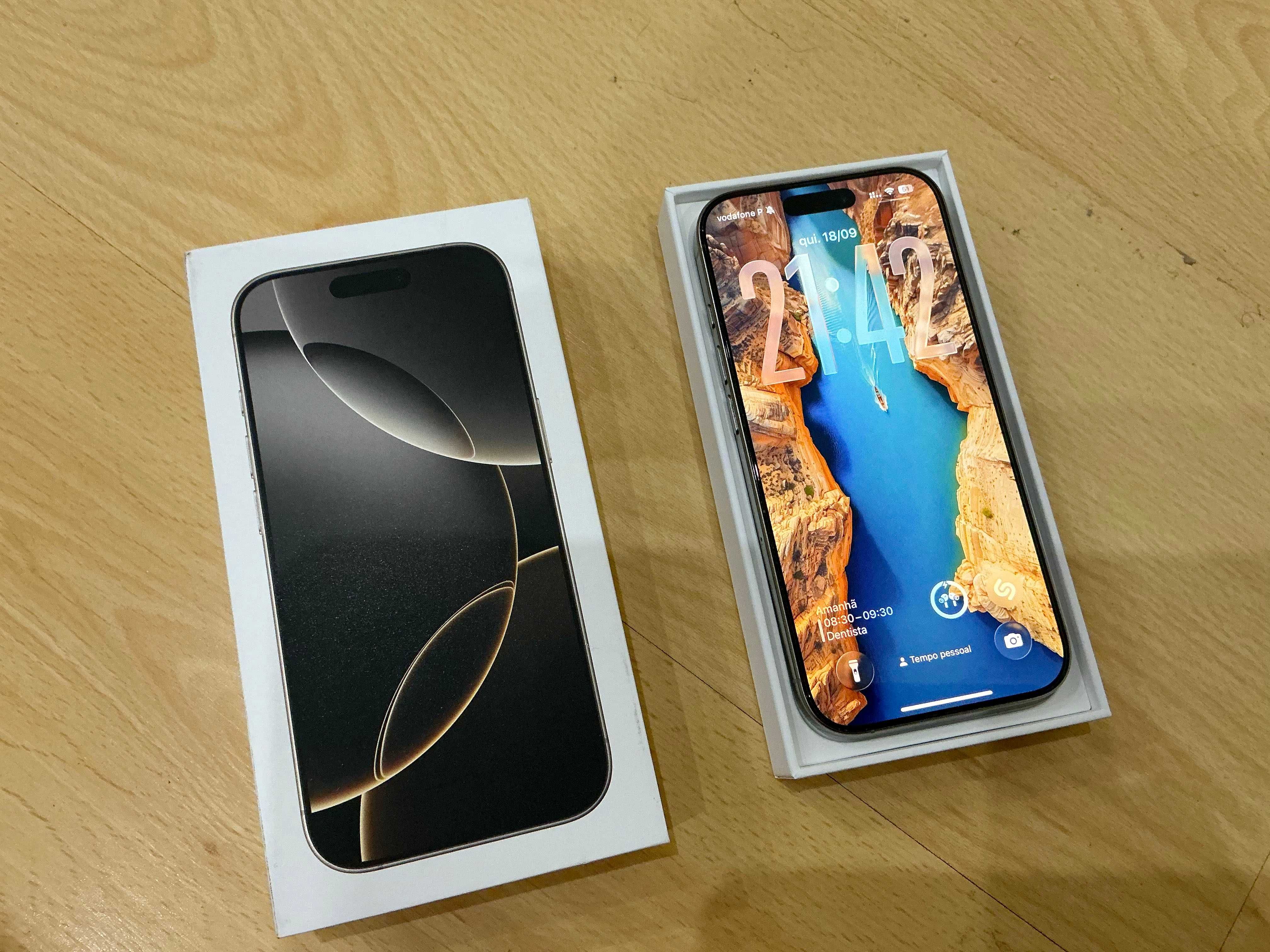 Iphone 16 Pro Titanio Natural (128GB) com acessórios