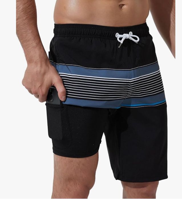 Męskie szorty kąpielowe/plażowe, czarnoszare, rozmiar L ARCWEG