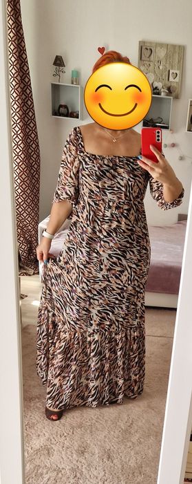 Długa wzorzysta sukienka hiszpanka wesele impreza Monnari  38 40