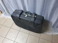 Walizka skórzana z raczka prl antyk vintage torba podrozna kufer