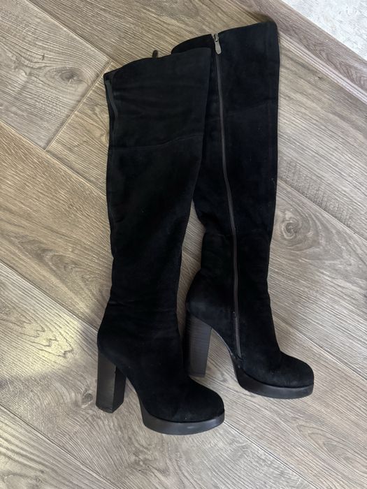 Сапоги-ботфорти замш