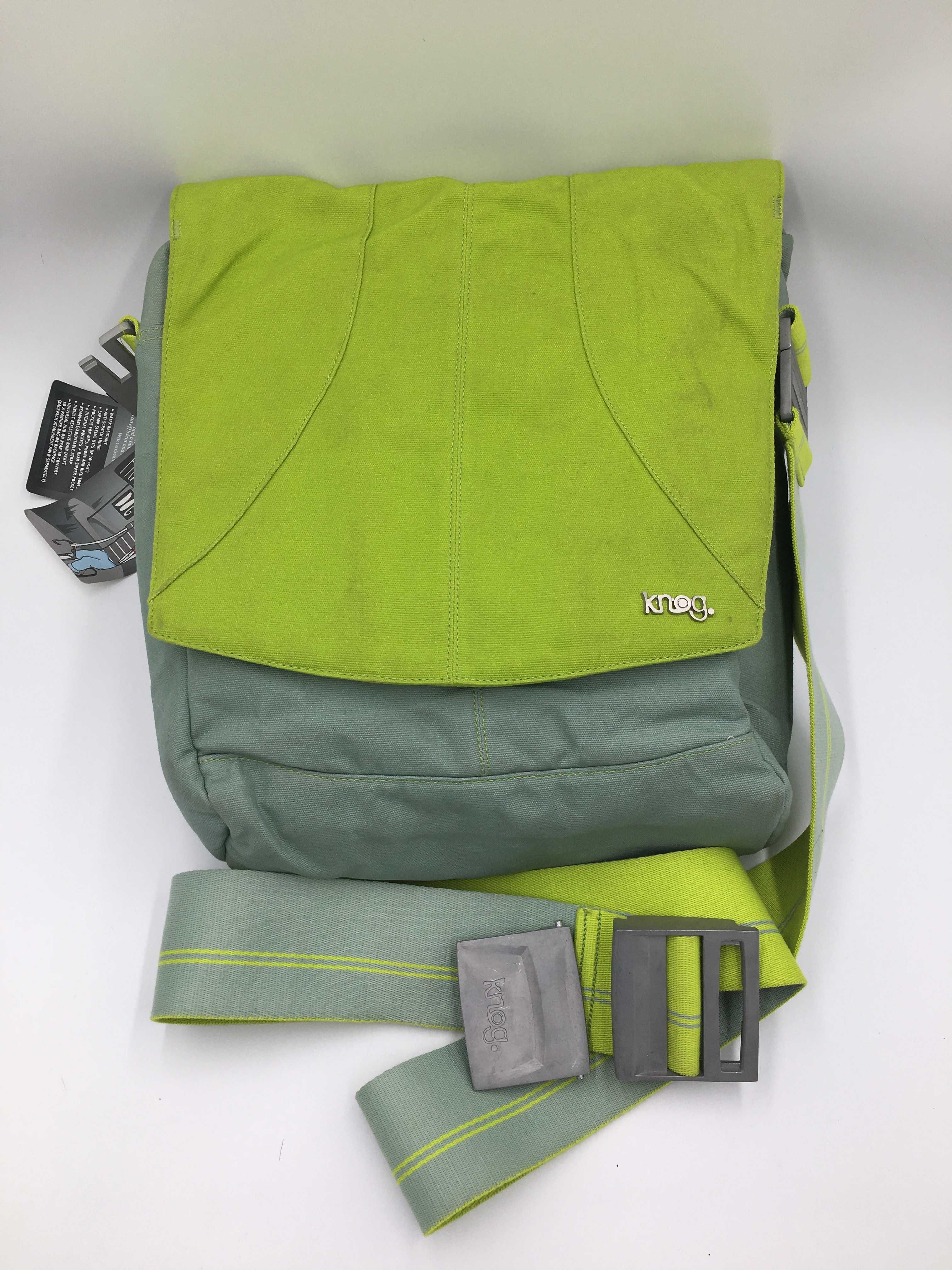 Torba kurierska rowerowa sakwa Knog Frank Dog laptop 15,5 LIME  uchwyt