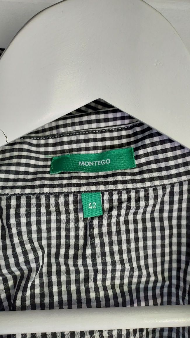Koszula Montego w kratkę biało czarna r40/42