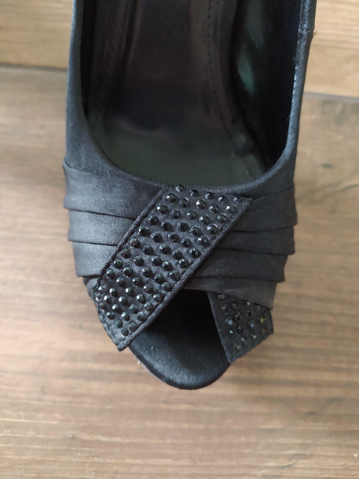 Czarne czółenka buty na wysokim obcasie wesele Sylwester