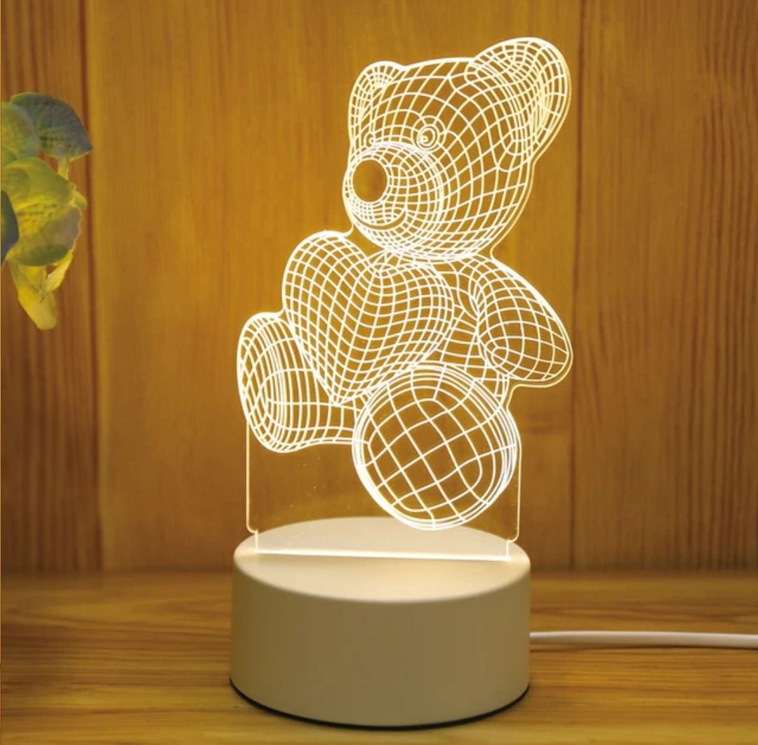 Magiczna Lampka Nocna 3D miś z sercem Love Bear Idealny Prezent!