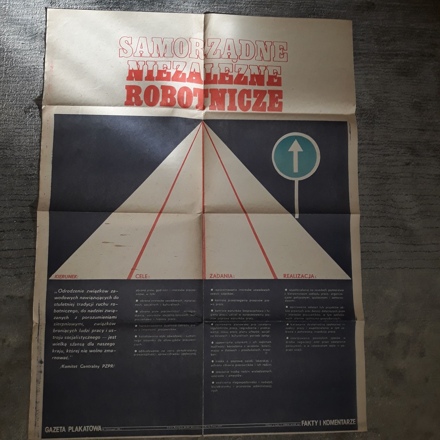 plakat Samorzadne Niezalezne Robotnicze, 1982, Gazeta Plakatowa