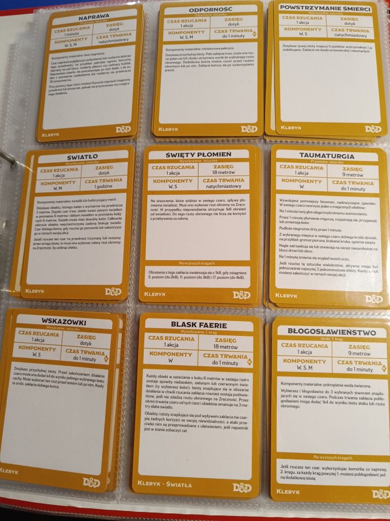 Dungeons and Dragons 5e karty czarów kleryka (cały komplet PL)
