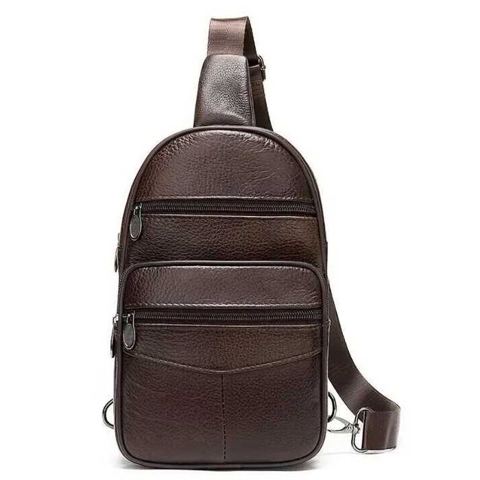 сумка чоловіча - бананка, слінг нагрудна з натуральної шкіри