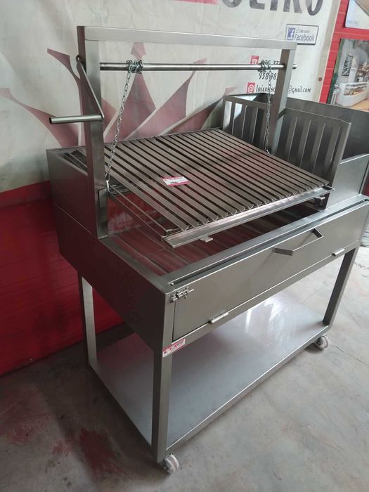 PARRILLA INOX A CARVÃO (1200x700x1500MM) - Valor c/ IVA