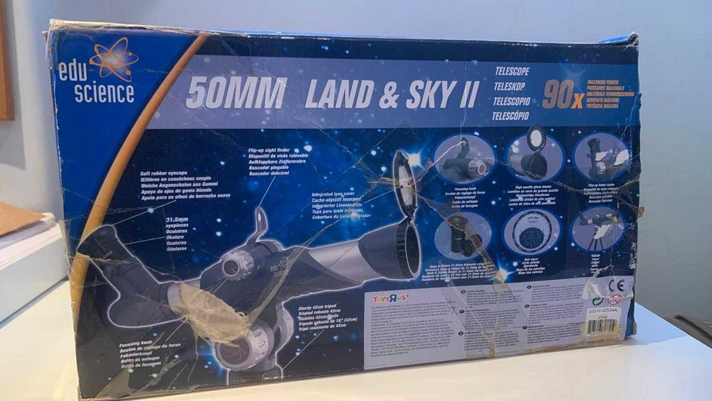 Telescópio Edu-Science Land and Sky, ampliação 90x + tripé de mesa