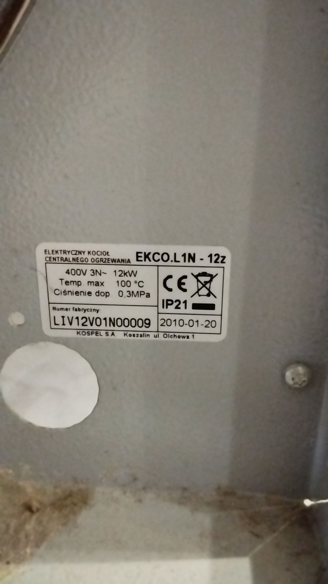 Energooszedny Kociol Kospel Ekco 12kW, elektryczny centralnego ogrzewa