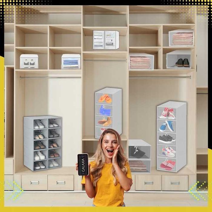 10x Pudełka Na Buty Organizer Pudełko Szafka Półka Pojemniki Obuwie