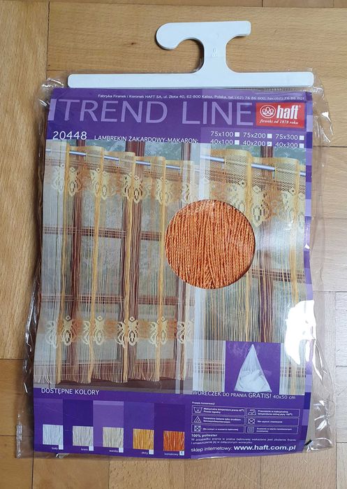 Lambrekin firanka żakardowa makaron 40x200 kolor koniakowy