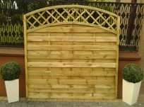 Pergola Płot 2 Łuki Wypukłe z Kratką Pergole Drewniane Płoty Lamelowe