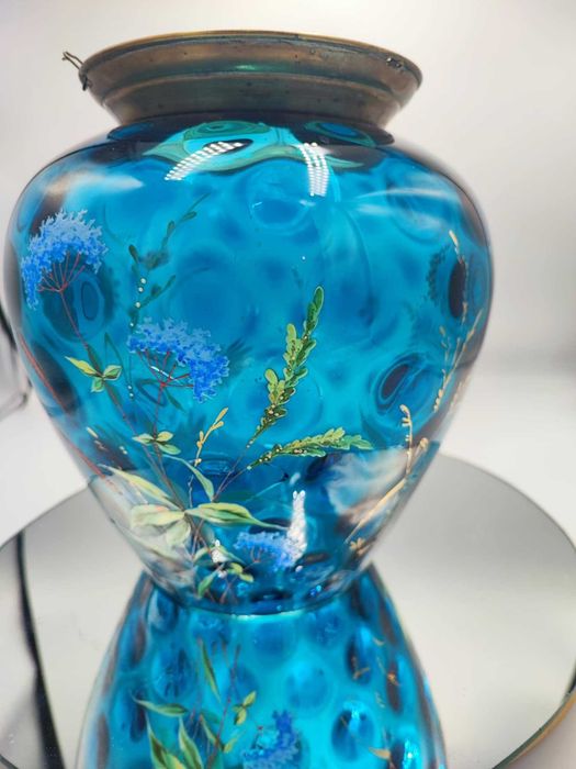 Secesyjny klosz na lampa świecowa,malowany