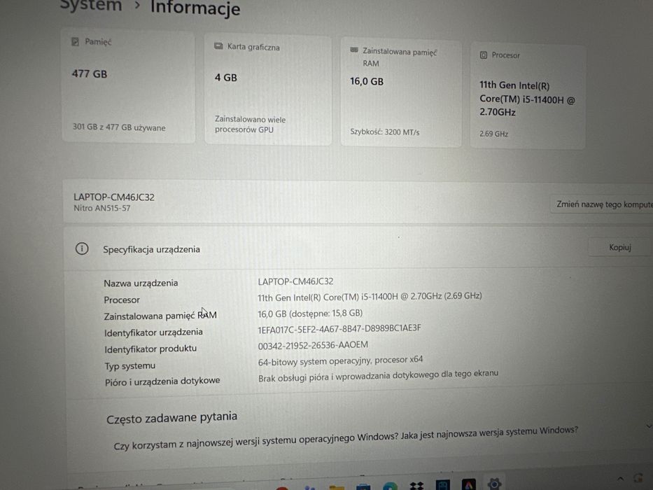Laptop Nitro 5 3050