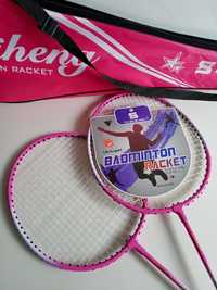 Zestaw różowy do badmintona w pokrowcu różowym, NOWE