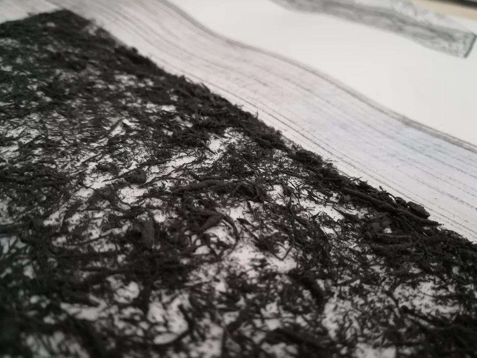 Desenho ilustração técnica mista com textura - livros 5 - 29,7 x 42 cm