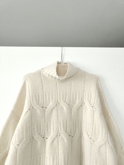 Sweter Massimo dutti 38 M kremowy ecru wełniany półgolf pleciony