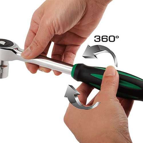 Тріскачка ротаційна TOPTUL 1/2", 60 зубців, 290мм. Переставний квадрат