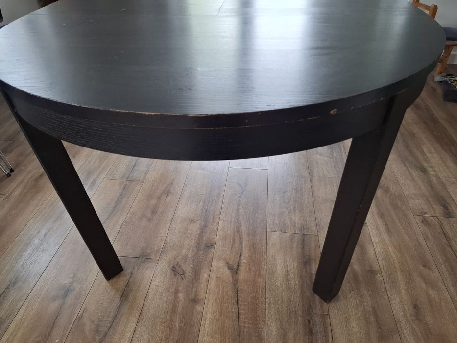 Stół IKEA czarny okrągły z przedluzeniem