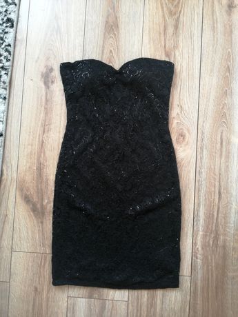Tally Weijl cekinowa sukienka mini czarna sukienka bez ramiączek M