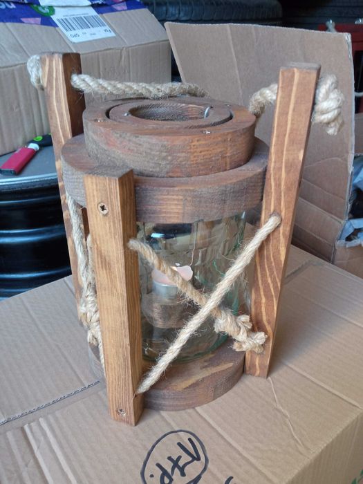 Lampa drewniana handmade duża