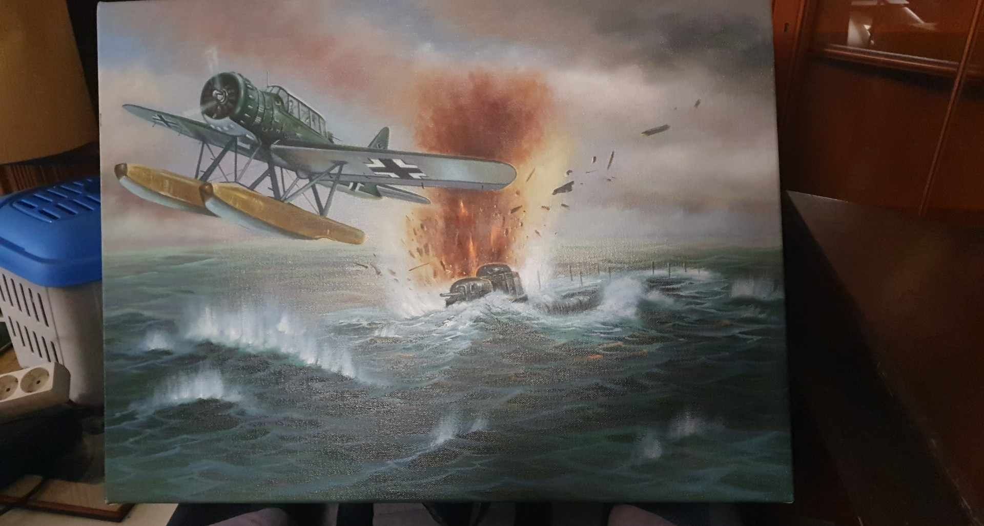 Obraz olejny na płótnie samolot wojenny Stan idealny bismarck morze łó