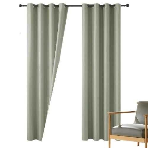MRTREES Zasłony zaciemniające szałwia zielone 2 szt. 140x225 cm