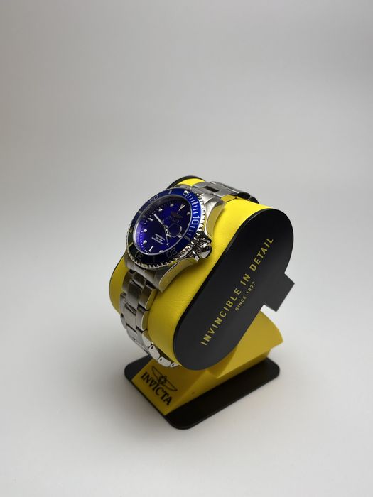 Invicta 47138, чоловічий годинник з синім циферблатом, інвікта срібло
