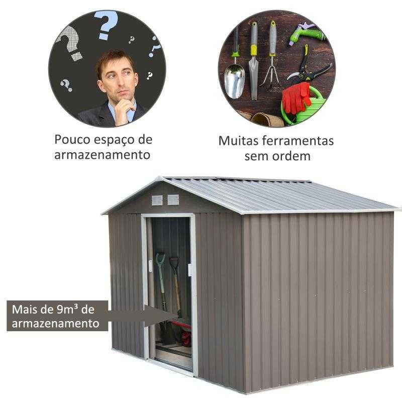 ABRIGO DE JARDIM DE METAL PARA ARMAZENAMENTO DE FERRAMENTAS