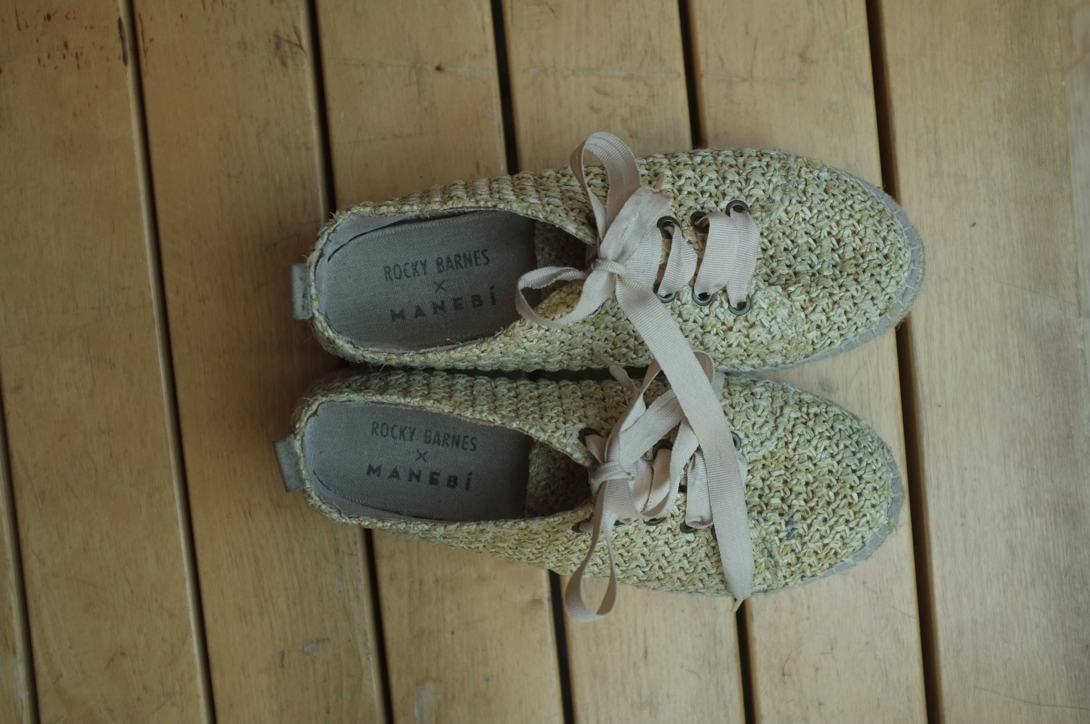 Espadryle Lace-Up Manebi na słoninie słomkowe 41 Raffia