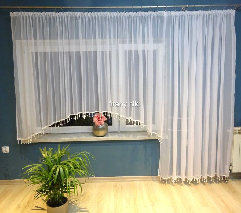 firana balkonowa z koralikami 600x240