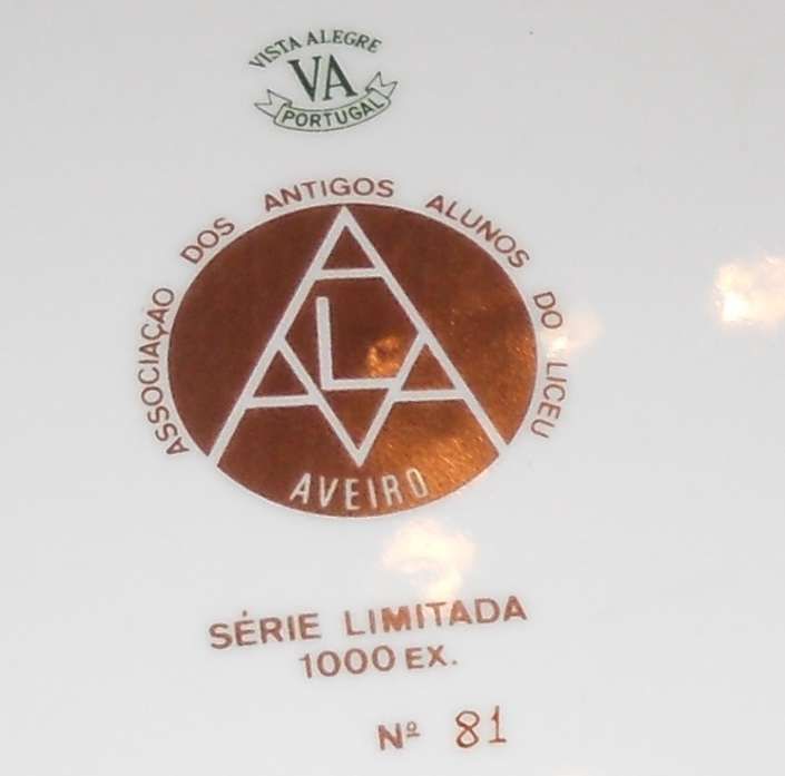 Raro prato Vista Alegre "Liceu de Aveiro" 1980/1992