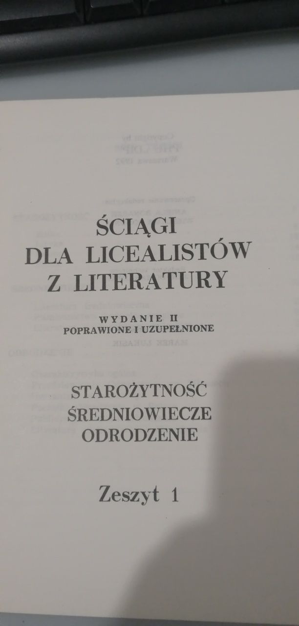 Ściągi dla licealistów z literatury Starożytność-Odrodzenie zeszyt 1