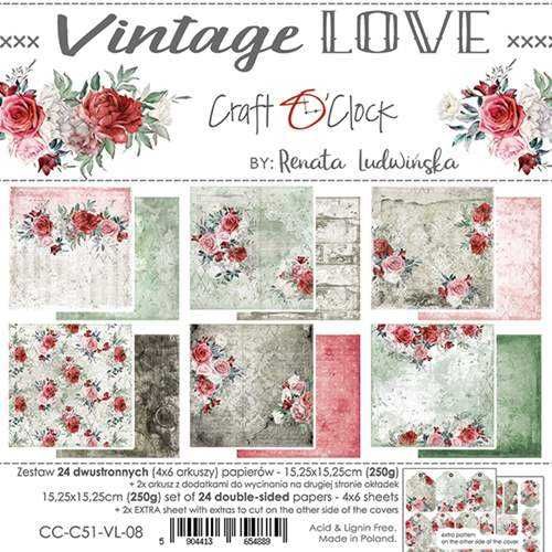 Zestaw papierów do scrapbookingu Craft o'Clock - Vintage Love 15x15cm